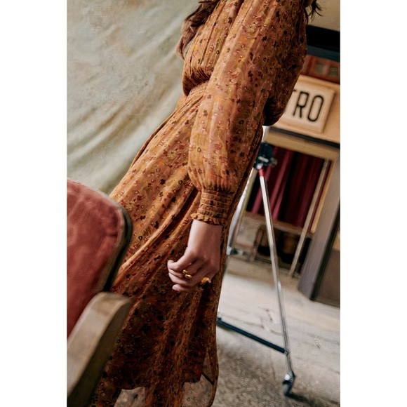 NWT Sezane Midi Floral Long-Sleeve Abele Dress - Picture 4 of 6